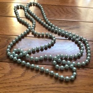 60” light blue faux pearl necklace